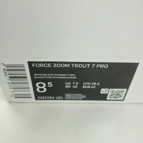 Nike Mens Force Zoom Trout 7 Pro CQ7224-101 White Lace Up Baseball Cleats Sz 8.5 main image 4